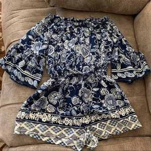 Angie Girls Shorts Romper Bell Sleeves S